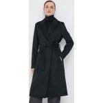 Dámske Designer Zimné kabáty Calvin Klein čiernej farby z vlny vo veľkosti L v zľave 