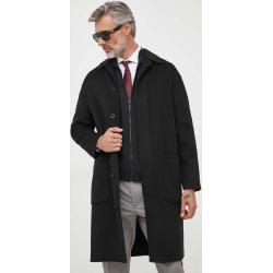 Vlnený kabát Calvin Klein čierna farba, prechodný, oversize