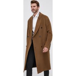 Vlnený kabát Drykorn hnedá farba, prechodný, dvojradový