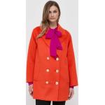 Dámske Zimné kabáty oranžovej farby z vlny 