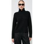 Vlnený sveter Karl Lagerfeld dámsky, čierna farba, s rolákom
