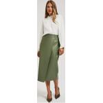 Dámske Midi sukne Moodo zelenej farby v biznis štýle z polyuretánu vo veľkosti XS s dĺžkou: Pod kolená asymetrické v zľave 
