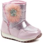 Dievčenské Snehule ružovej farby zo syntetiky vo veľkosti 28 na štandardné nohy na suchý zips na zimu 