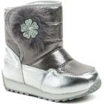 Dievčenské Snehule striebornej farby zo syntetiky vo veľkosti 28 na štandardné nohy na suchý zips metalické na zimu 
