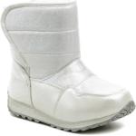 Dievčenské Členkové topánky bielej farby v trblietavom štýle zo syntetiky vo veľkosti 31 na štandardné nohy na suchý zips s glitrami na zimu 
