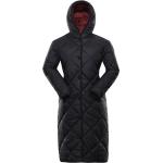 Dámske Zimné kabáty čiernej farby s prešívaným vzorom z nylonu vo veľkosti XS na gombíky s opaskom v zľave 