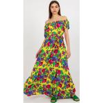 Dámske Dlhé šaty FashionHunters žltej farby vo vintage štýle s kvetinovým vzorom Onesize s dĺžkou: Maxi v zľave 