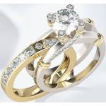 Dámske Postriebrené prstene zlatej farby v trblietavom štýle zo zlata so zirkónom Nevesta 