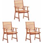 Jedálenské stoličky hnedej farby v rustikálnom štýle s tropickým vzorom z dreva 3 ks balenie 
