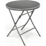 Záhradné stoly oceľovo šedej farby z kovu okrúhle na skladanie 