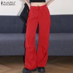 Dámske Elegantné nohavice červenej farby zo syntetiky vo veľkosti 5 XL na Svadbu 