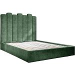 Dvojlôžkové postele zelenej farby s geometrickým vzorom zo zamatu s úložným priestorom 