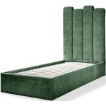 Jednolôžkové postele zelenej farby s geometrickým vzorom zo zamatu s úložným priestorom 