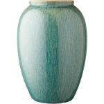 Vázy zelenej farby s kvetinovým vzorom z keramiky s výškou 25 cm s priemerom 25 cm 