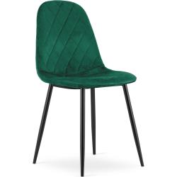 Zelená zamatová stolička ASTI s čiernymi nohami