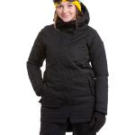 Dámske Snowboardové bundy Meatfly nepremokavé Priedušní čiernej farby s vyšívaným vzorom z flisu na zips 