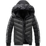 Pánske Zimné kabáty z bavlny vo veľkosti 4 XL na zips Kapucňa 