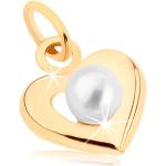Prívesky na náramok Šperky eshop zlatej farby zo zlata s perlou na Valentín s rýdzosťou zlata 9 karátov 