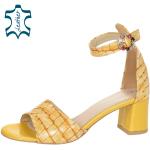 Dámske Kožené sandále olivia shoes žltej farby v elegantnom štýle zo syntetiky hrubý opätok na široké nohy s výškou opätku 5 cm - 7 cm na leto 