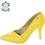 Dámske Kožené lodičky olivia shoes žltej farby v elegantnom štýle zo syntetiky na jar 