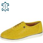 Poltopánky olivia shoes žltej farby z kože na široké nohy na jar 