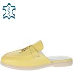Dámske Kožené šľapky olivia shoes žltej farby zo syntetiky s výškou opätku 3 cm - 5 cm 